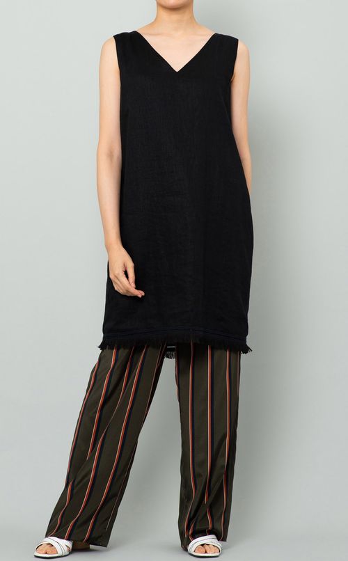 リネンVネックミニワンピース