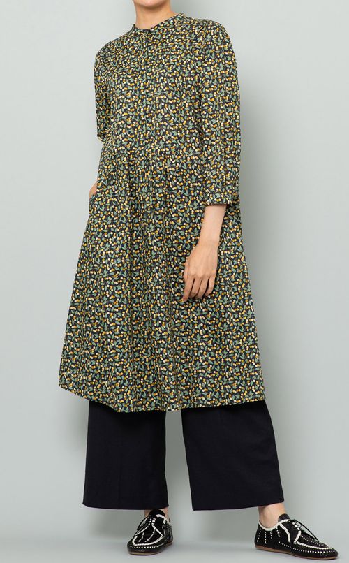 リバティプリントシャツワンピース