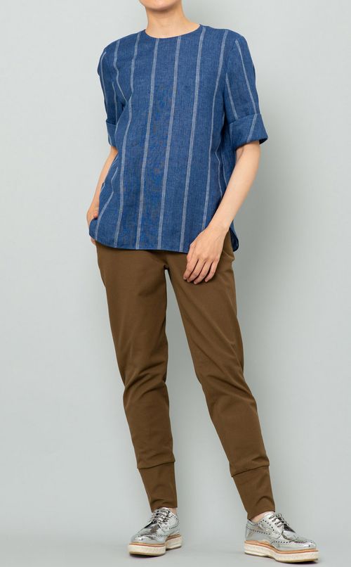 リネンストライプTブラウス