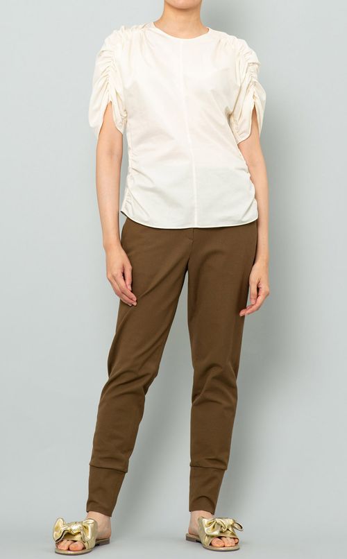 コットンシルクシャーリングブラウス