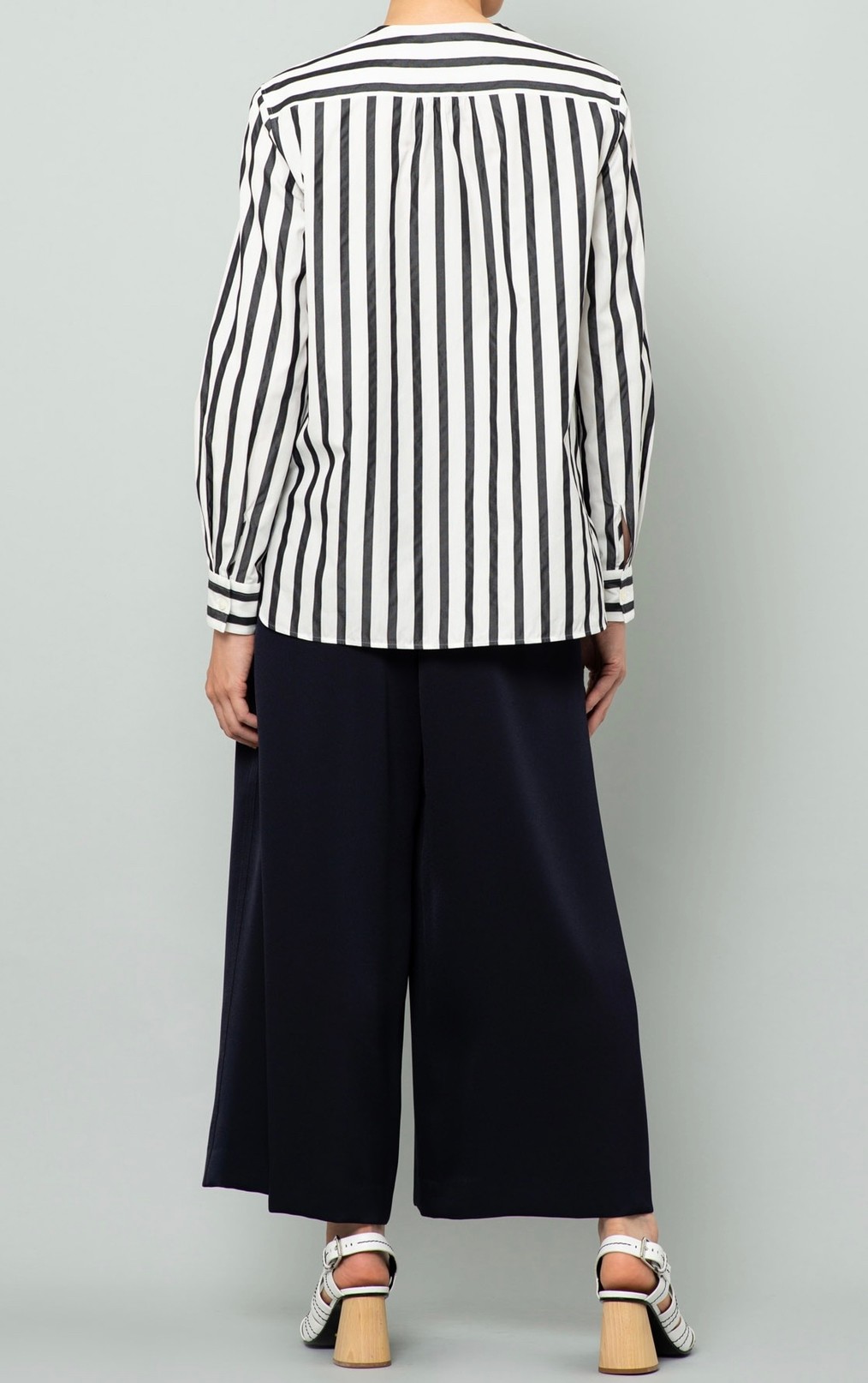 コットンシルクストライプブラウス