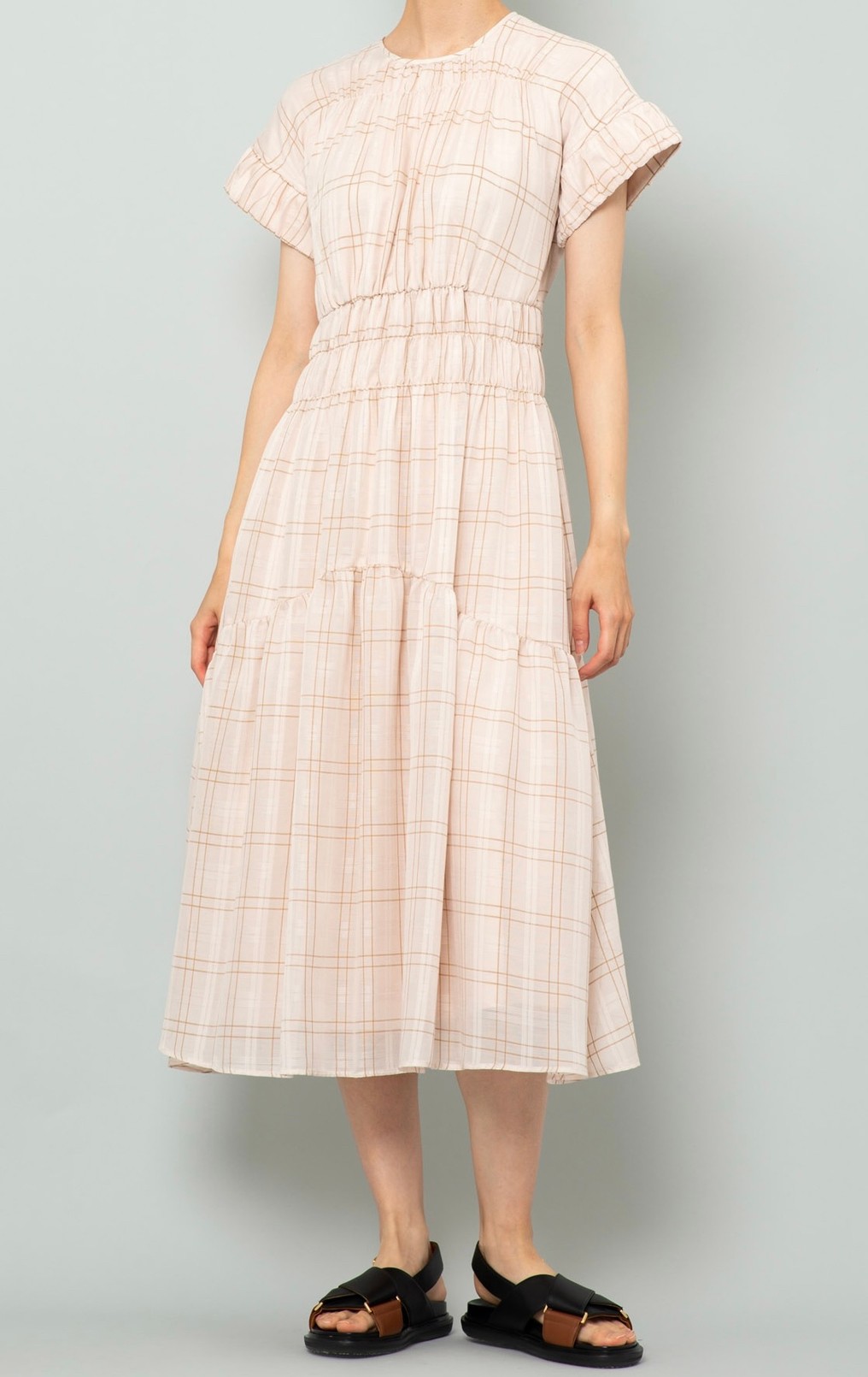 チェックジャガードワンピース