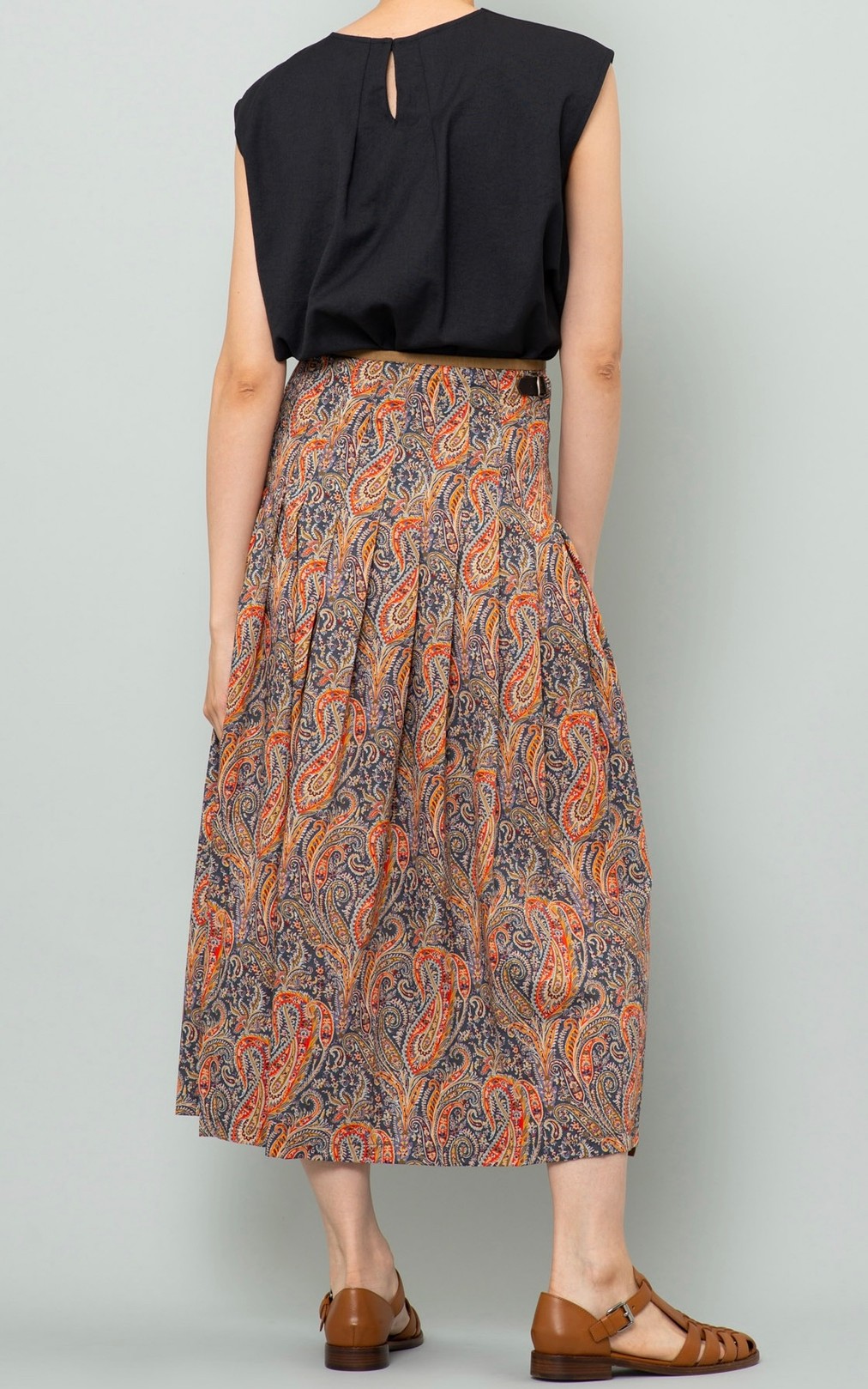 ペイズリーキルトミディスカート