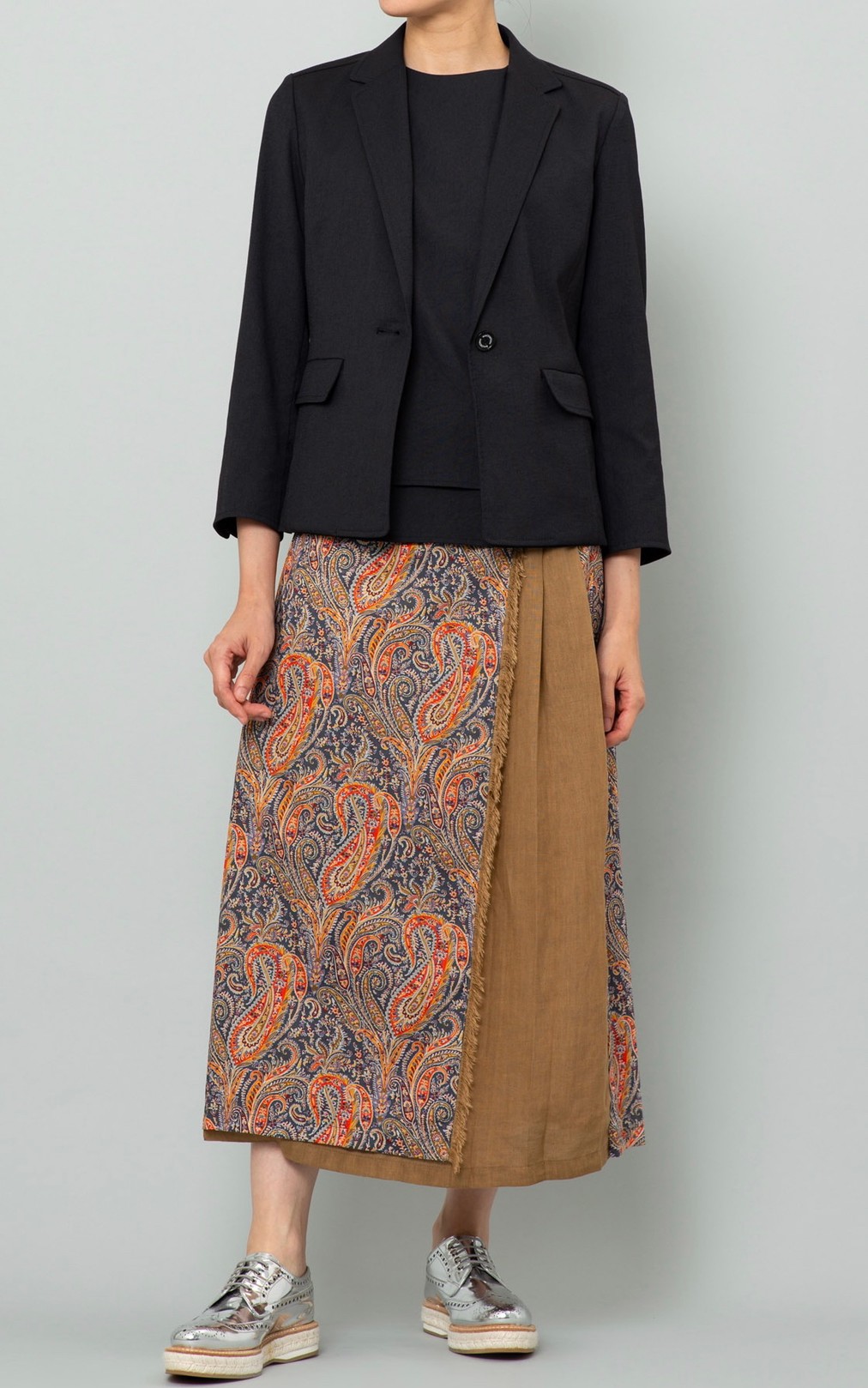 ペイズリーキルトミディスカート