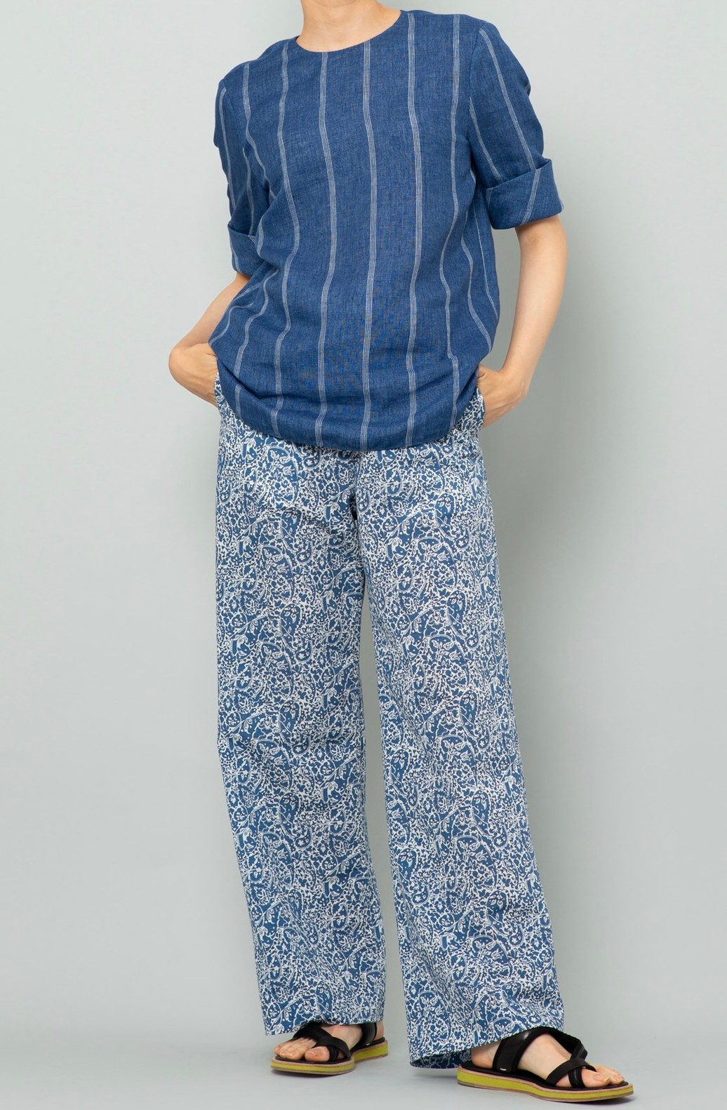 リネンストライプTブラウス