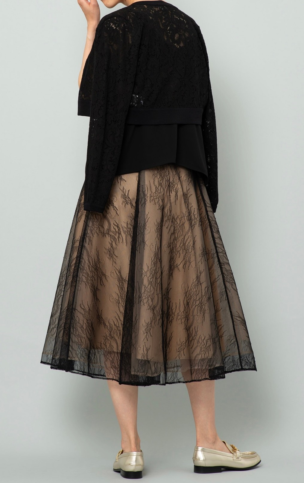 レースミディフレアスカート