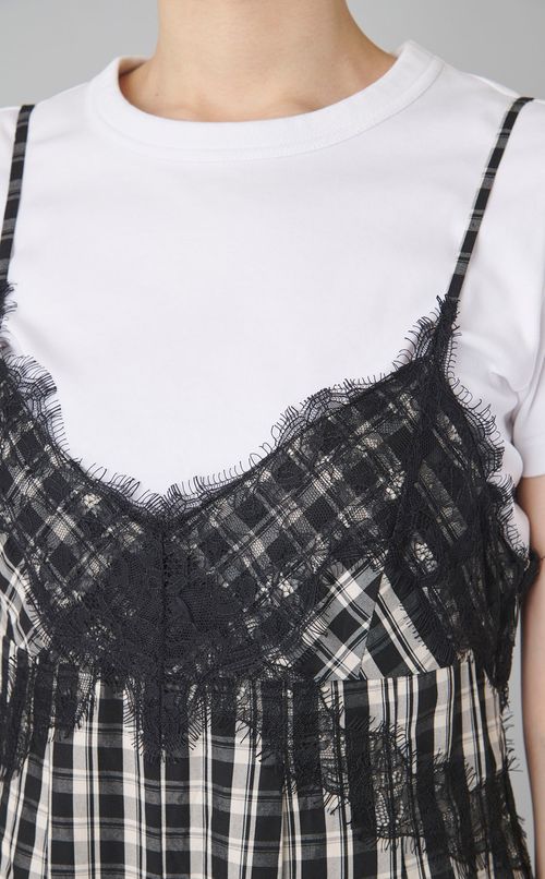 チェックレースオールインワン