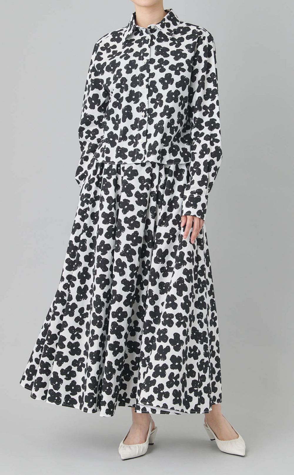 フラワープリントポプリンタックスカート