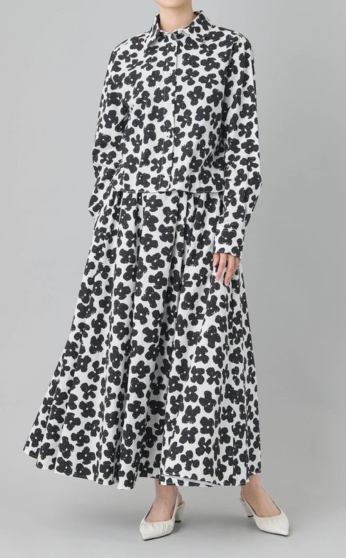 フラワープリントポプリンタックスカート