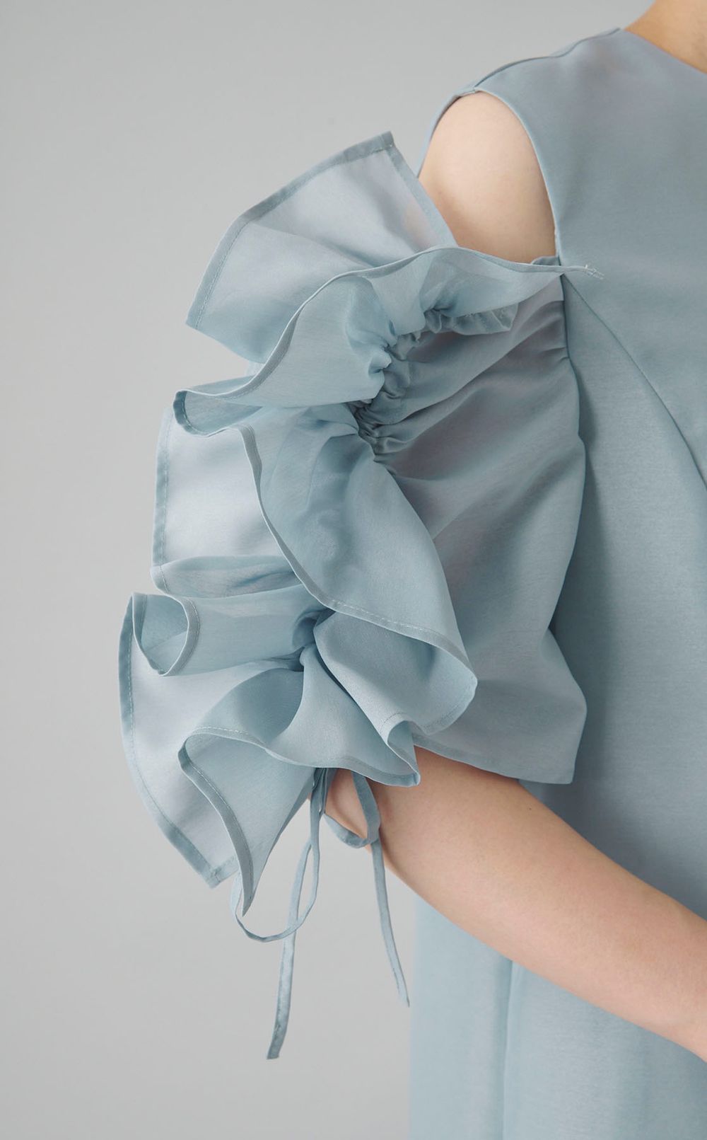 シアーフリルスリーブドレス