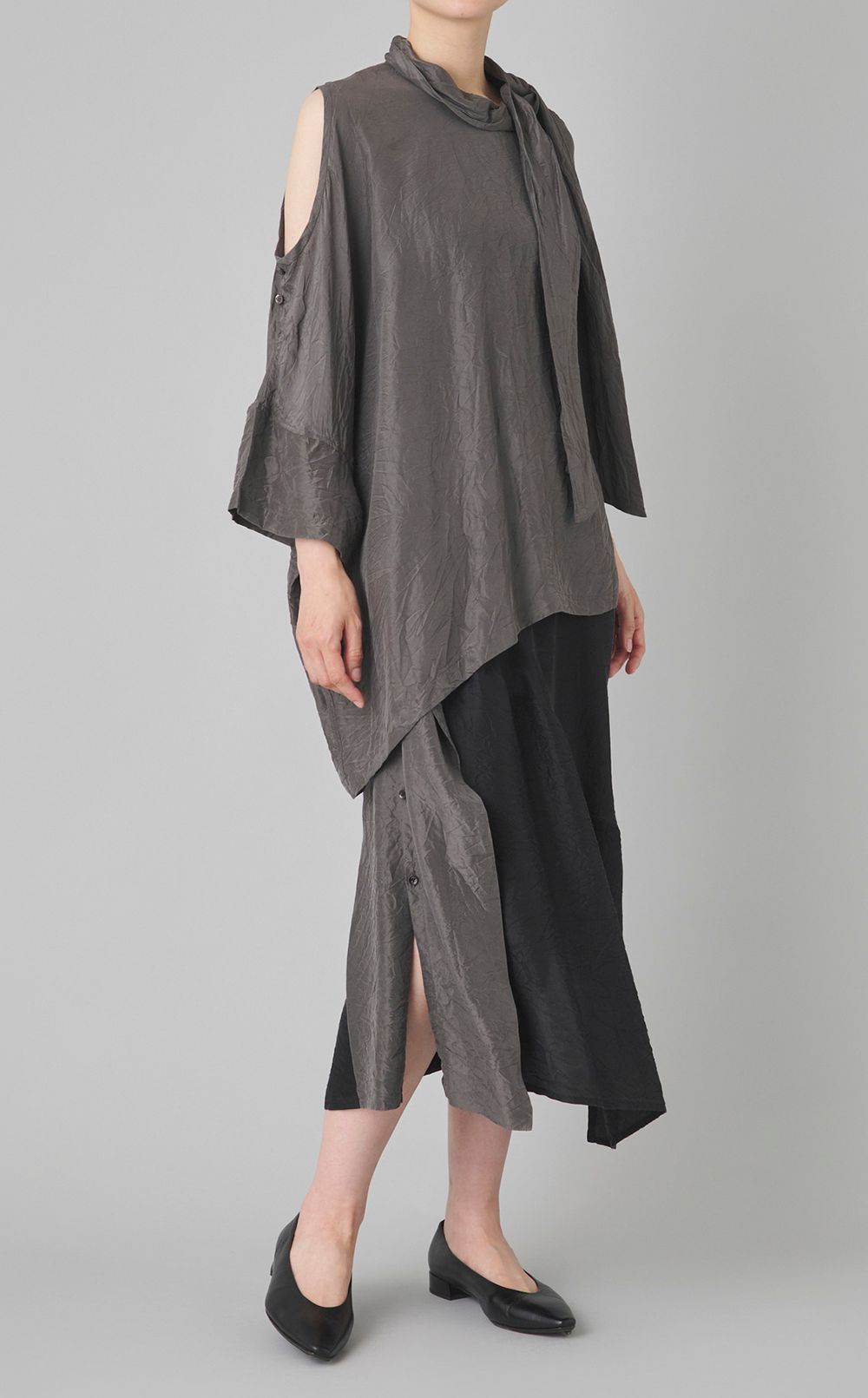 ダブルエンドリンクルラップスカート