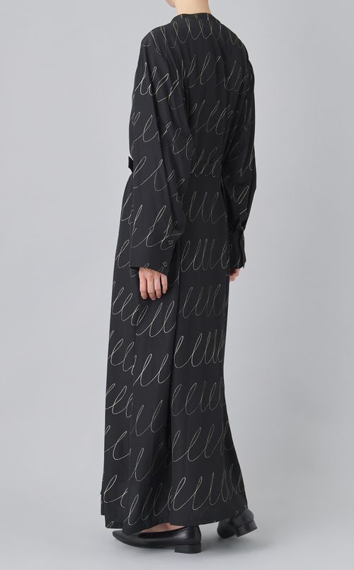 スケッチプリントベルテッドワンピース