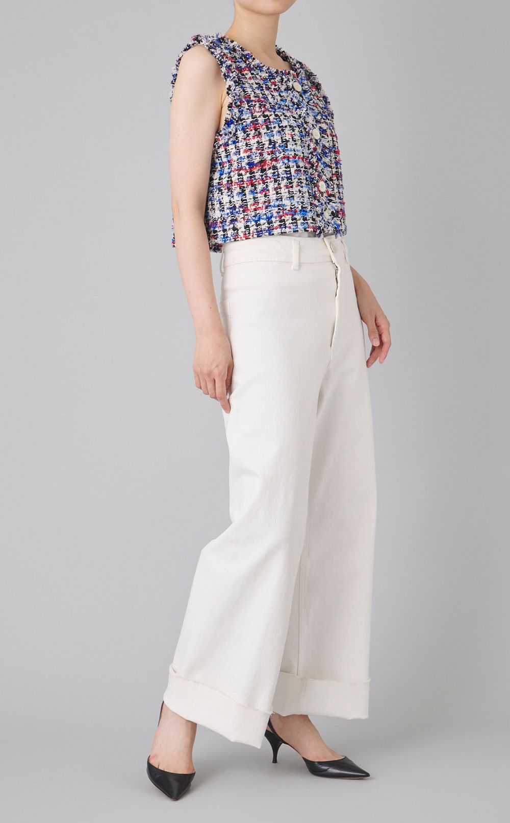 トリコロールツイードトップス