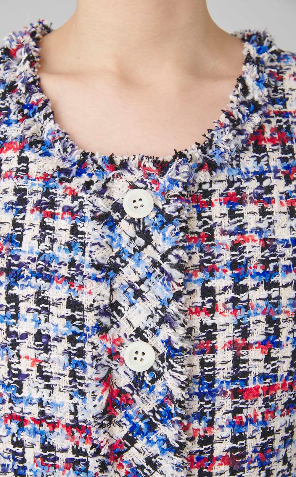 トリコロールツイードトップス