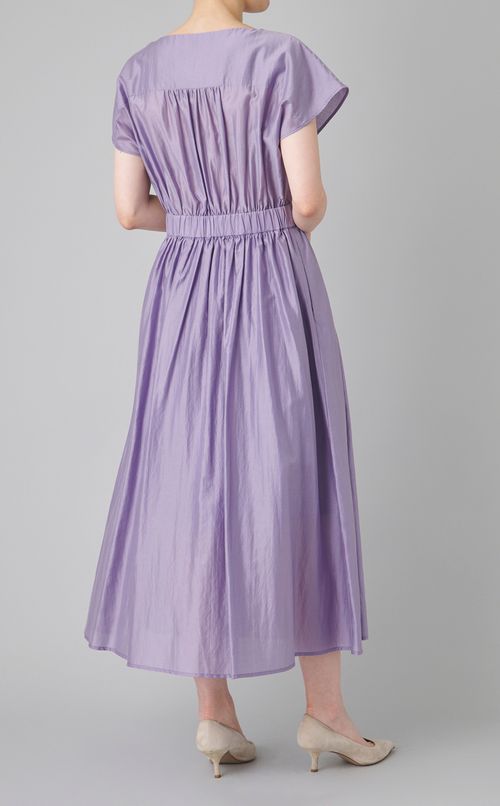 ウエストギャザー前開きワンピース