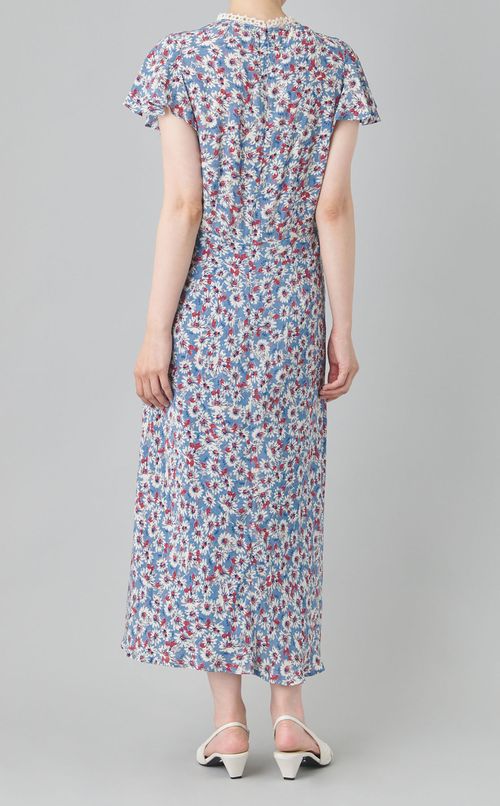 ホワイトフラワープリントワンピース