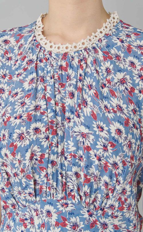 ホワイトフラワープリントワンピース