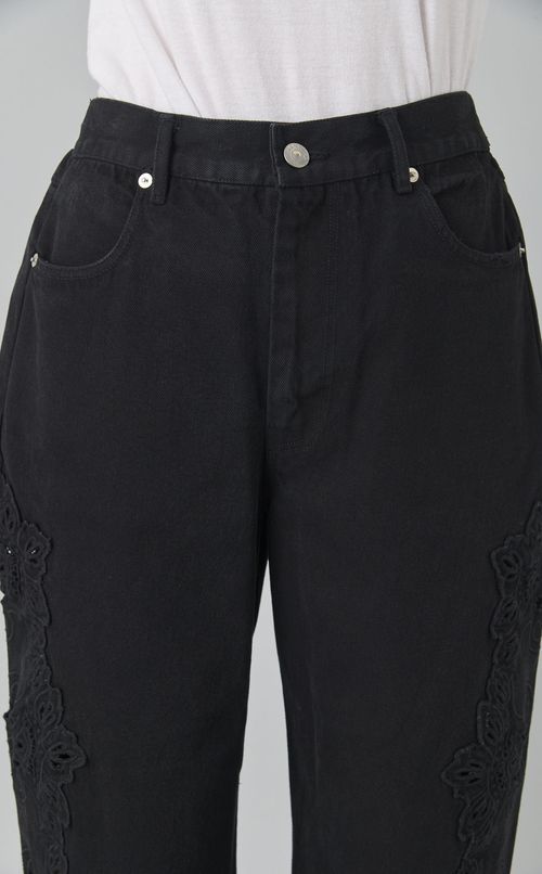 カットワークレースデニムパンツ