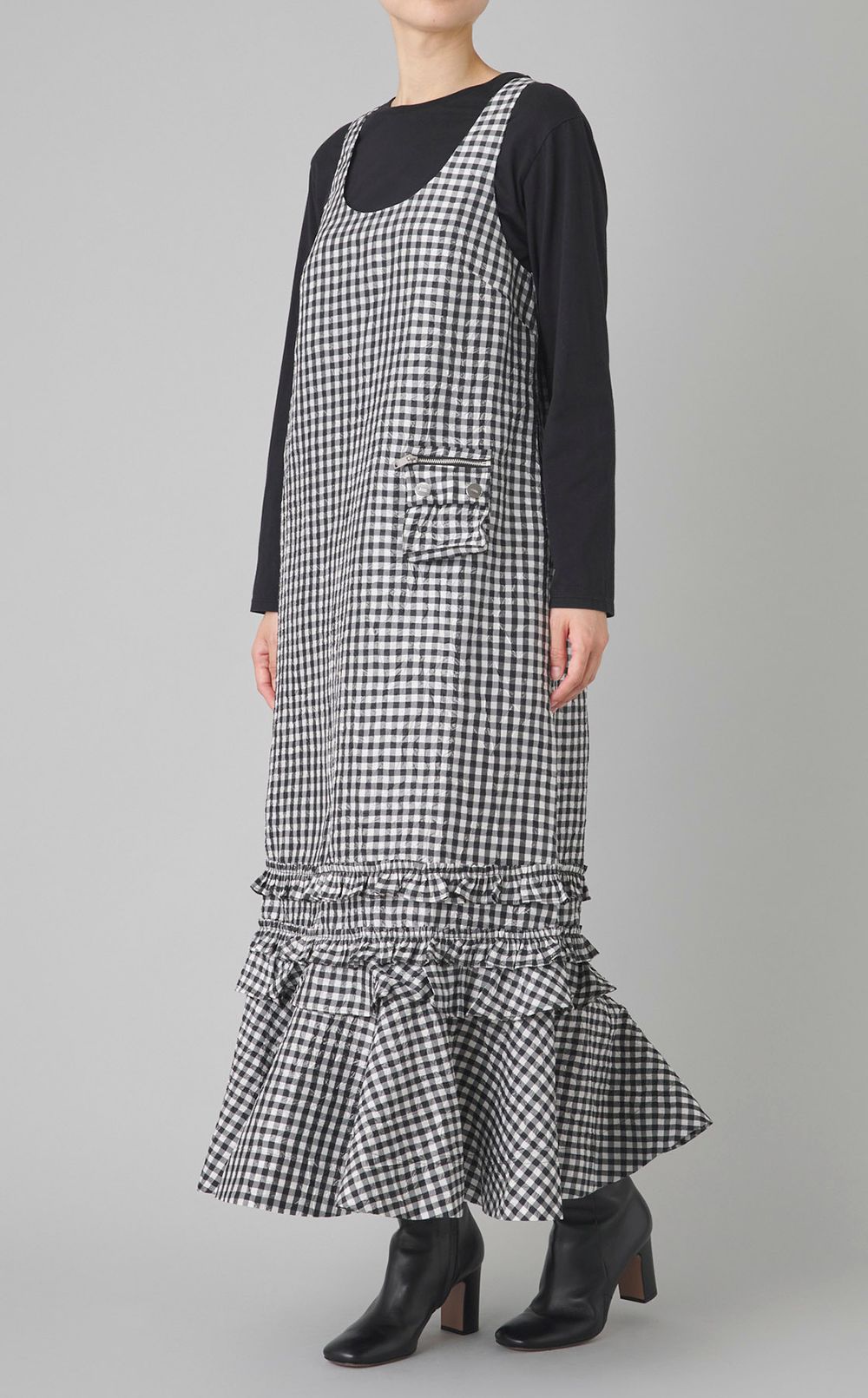 ギンガムチェックロングワンピース
