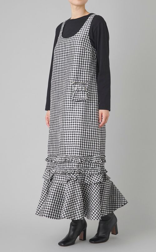 ギンガムチェックロングワンピース