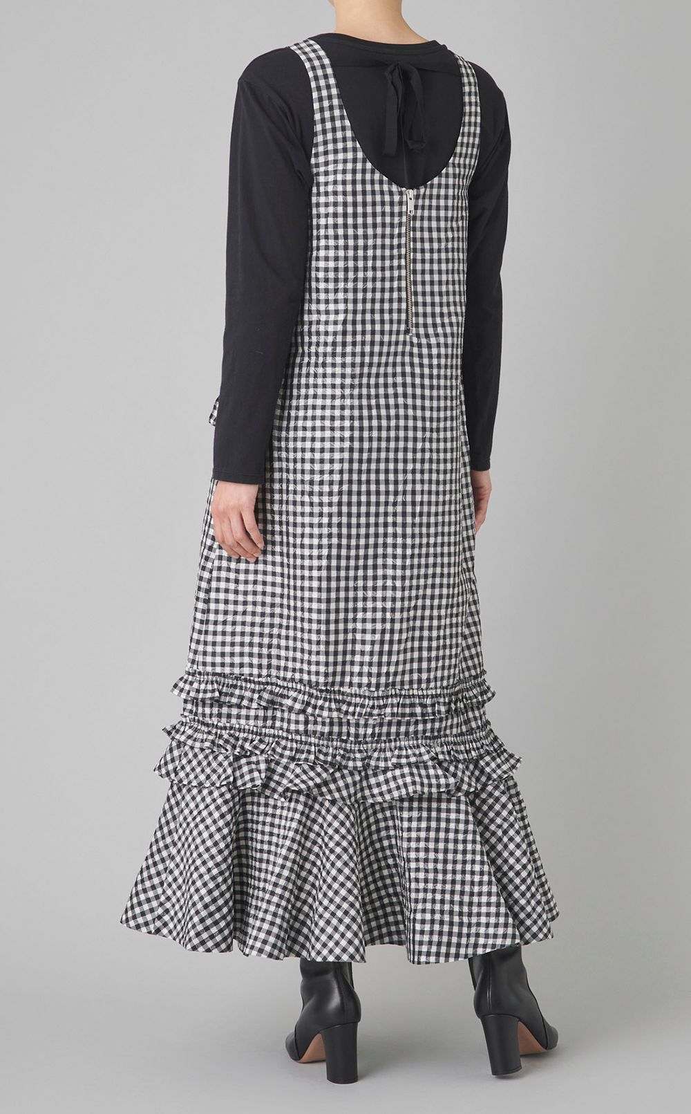 ギンガムチェックロングワンピース