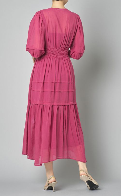 カシュクールコットンギャザーワンピース