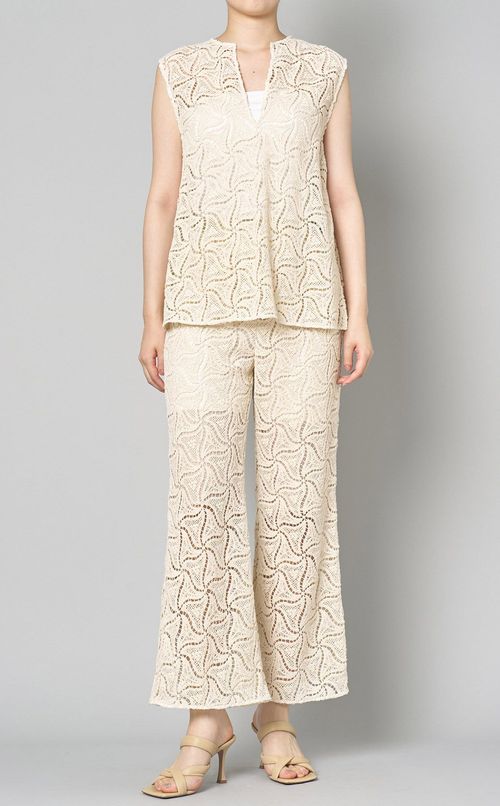 透かし編みコットンニットベスト