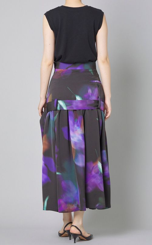 フラワープリントベルトギャザースカート