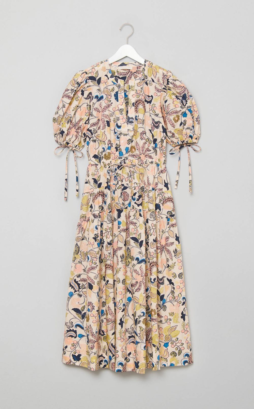 ボタニカルプリントパフスリーブワンピース