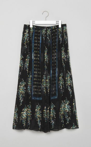 フラワープリントシアープリーツスカート