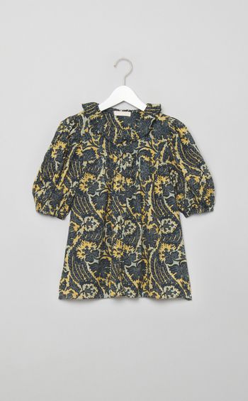 コットンプリントパフスリーブブラウス