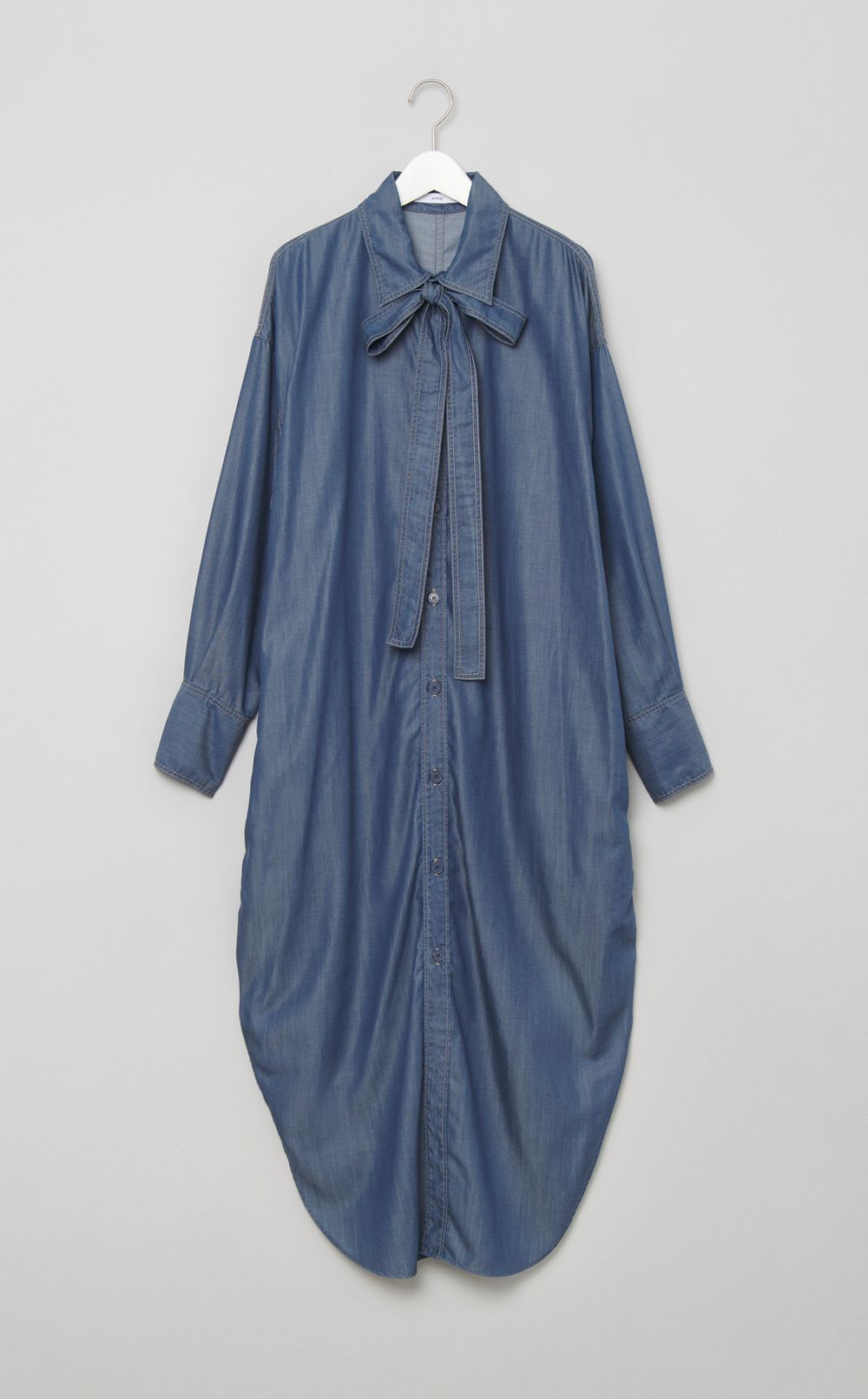 シャンブレータイ付きシャツワンピース