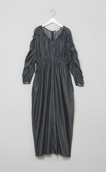 シャンブレーギャザースリーブワンピース