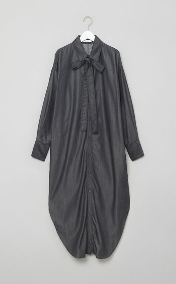 シャンブレータイ付きシャツワンピース