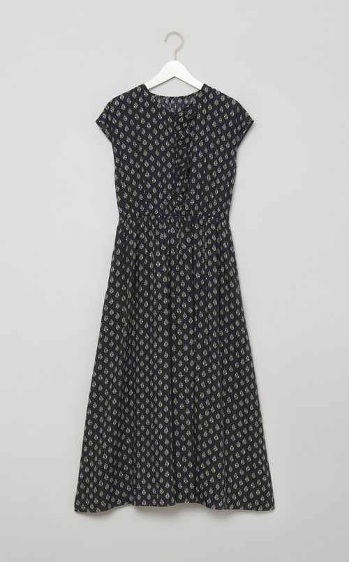 プリントアシメトリーフリルワンピース