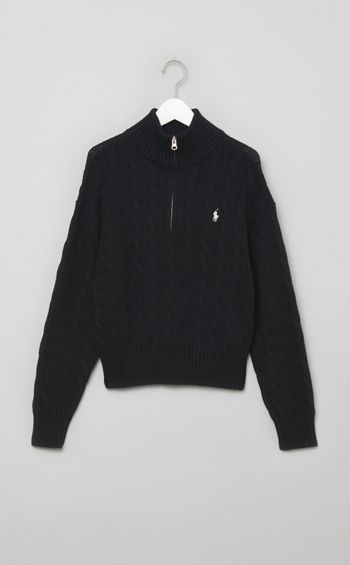 ジップアップケーブルニット