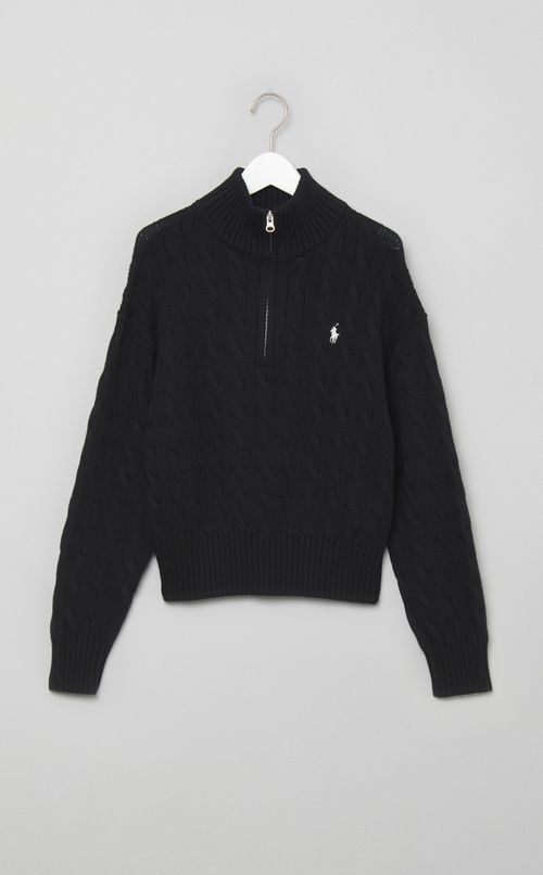 ジップアップケーブルニット