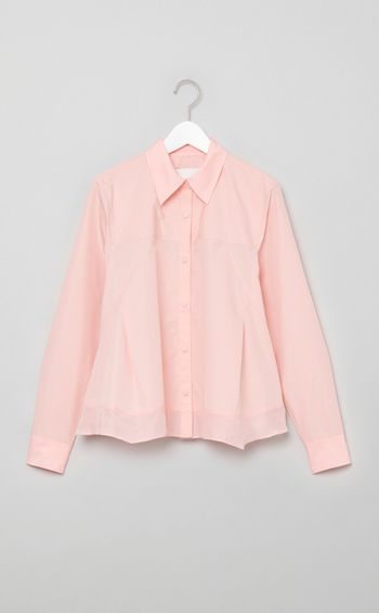 異素材ヘムフレアシャツ