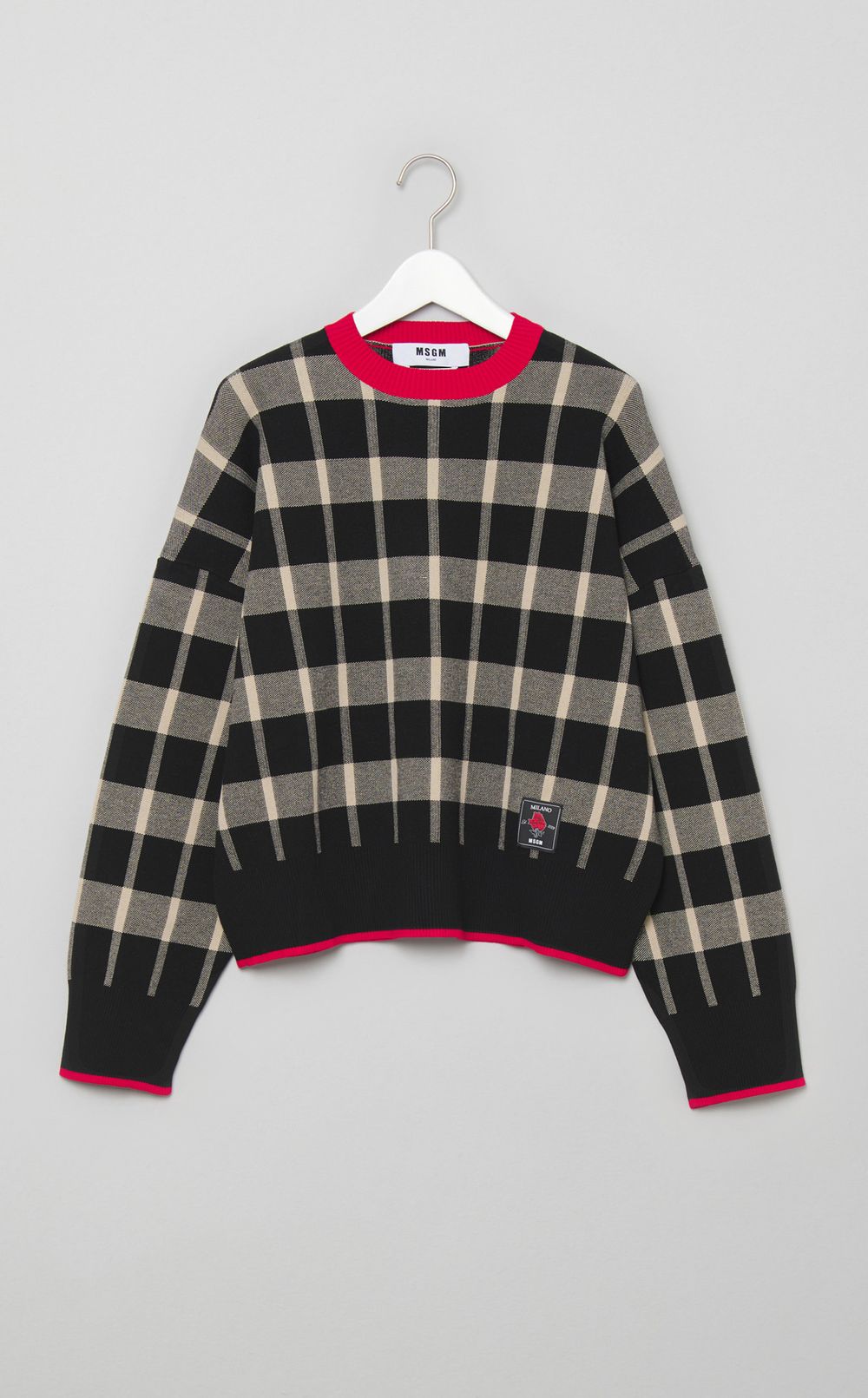 チェックプルオーバーニット