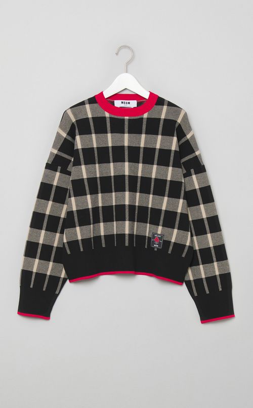 チェックプルオーバーニット