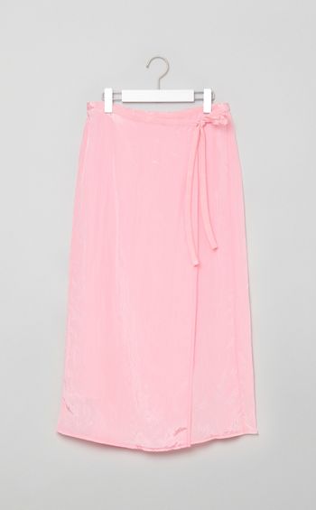 ナイロン混ラップミディスカート