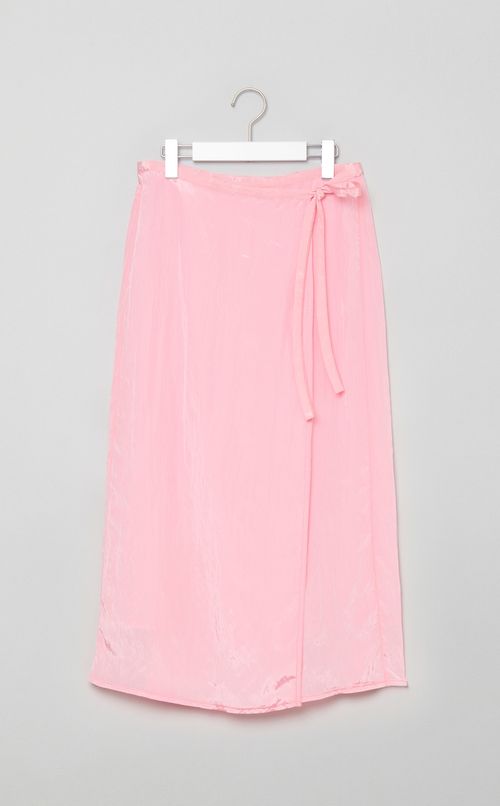 ナイロン混ラップミディスカート