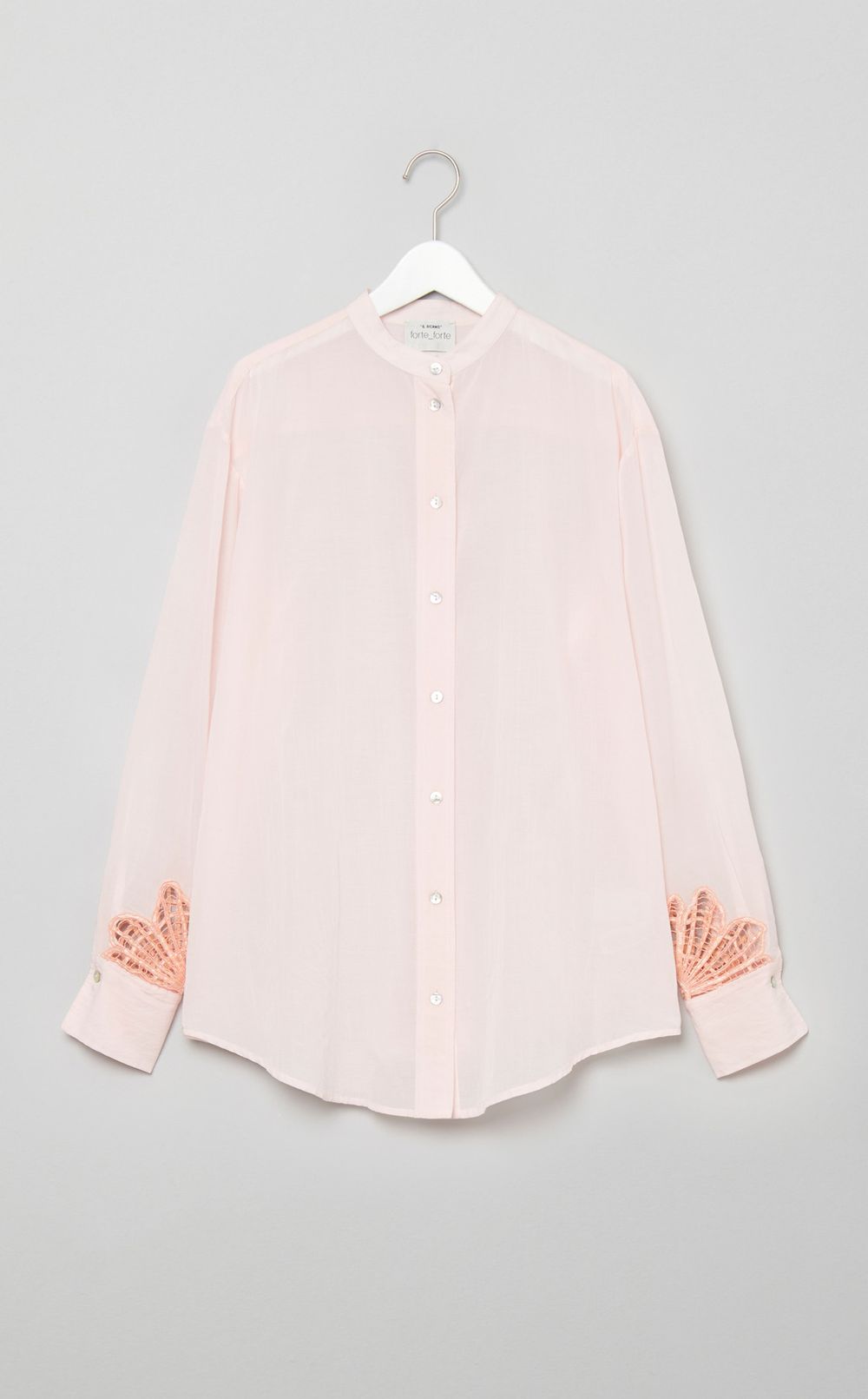 レーススリーブバンドカラーシャツ