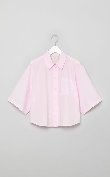 コットン切替クロップ丈ブラウス