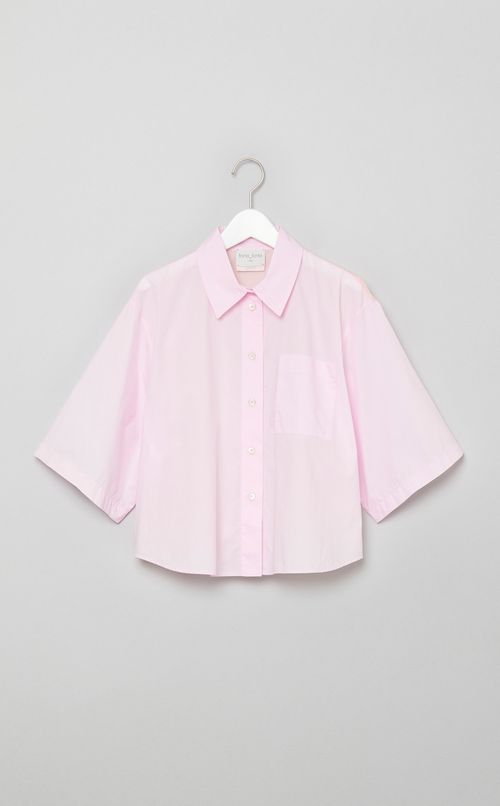 コットン切替クロップ丈ブラウス