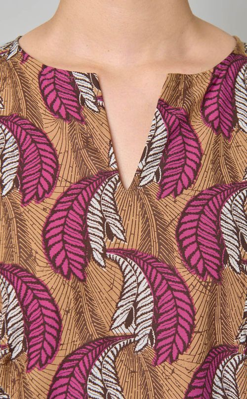 プリントギャザースリーブドレス