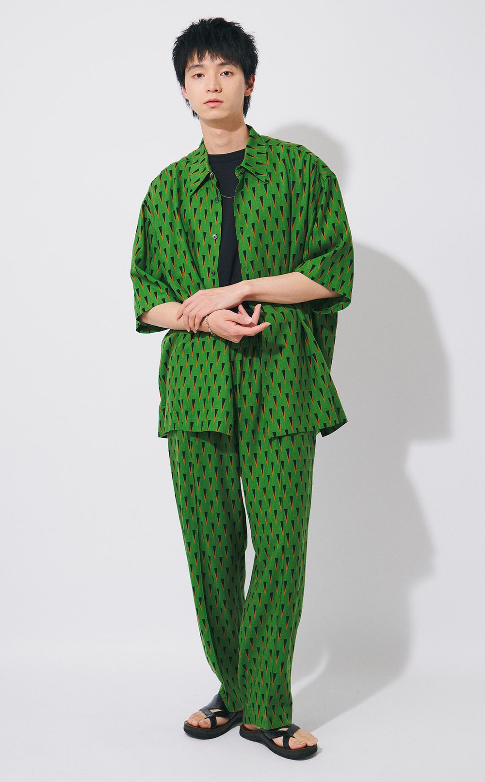 バティックプリントハーフスリーブシャツ