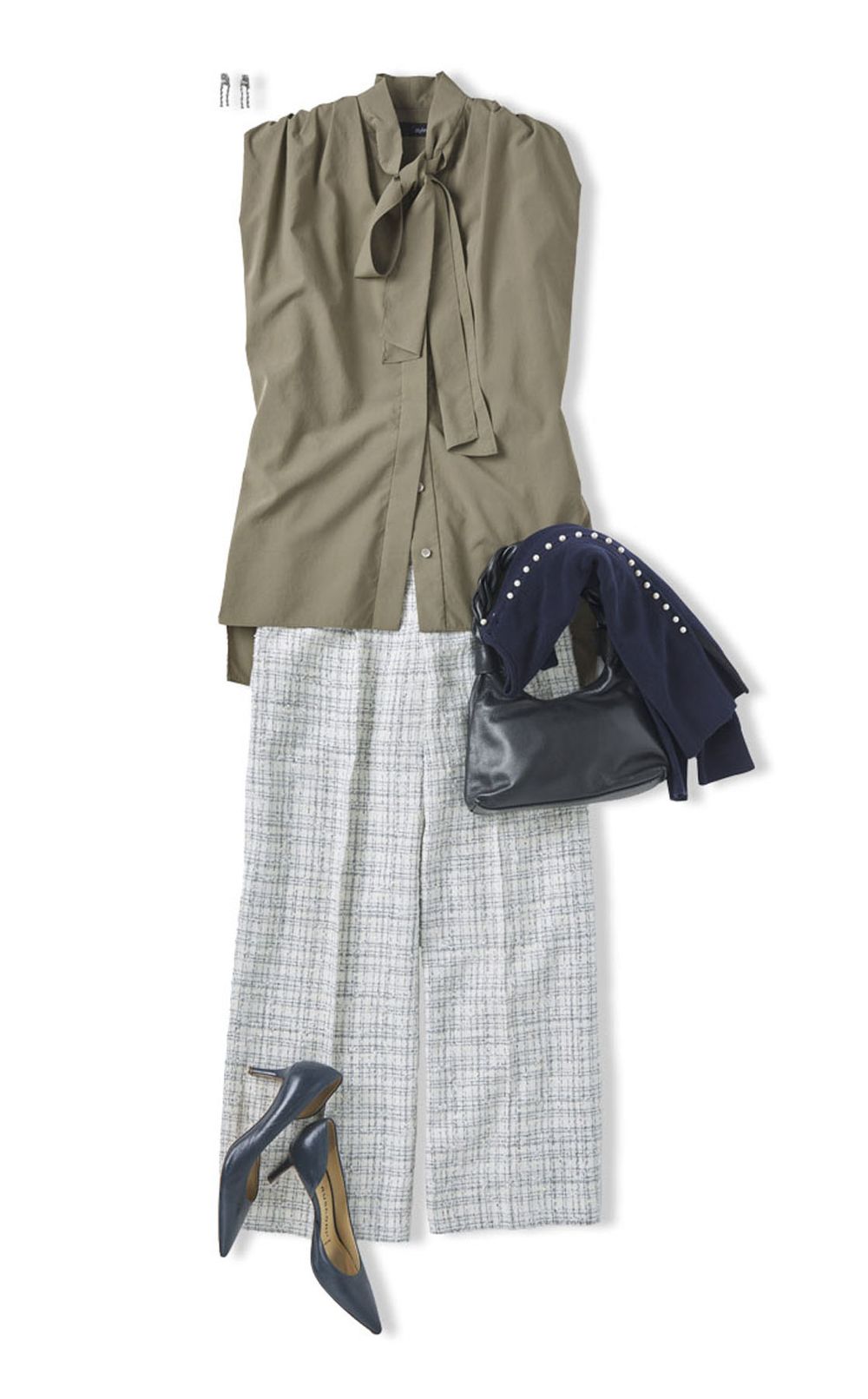 ツイードタックワイドパンツ