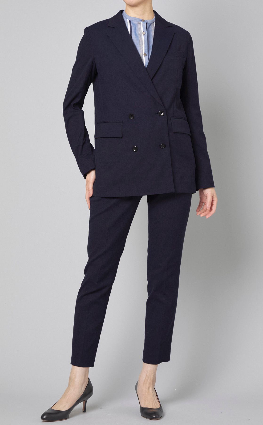 Theory セオリー ダブルブレストジャケット ダークネイビー ストライプ