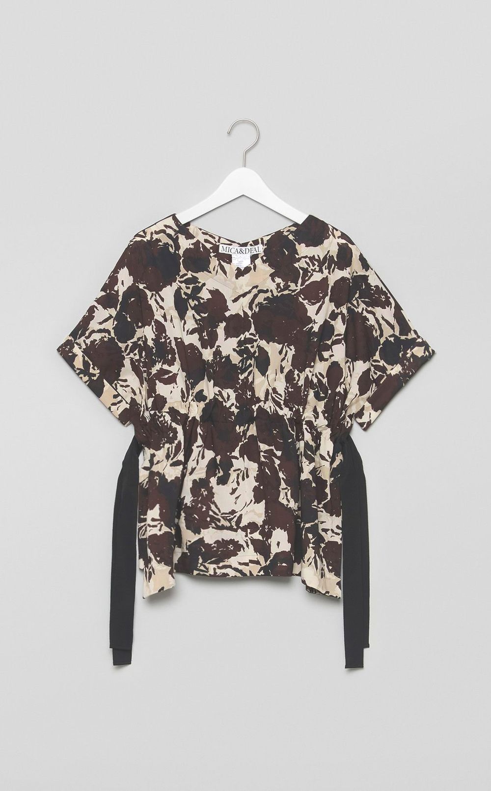 プリントウエストリボンブラウス